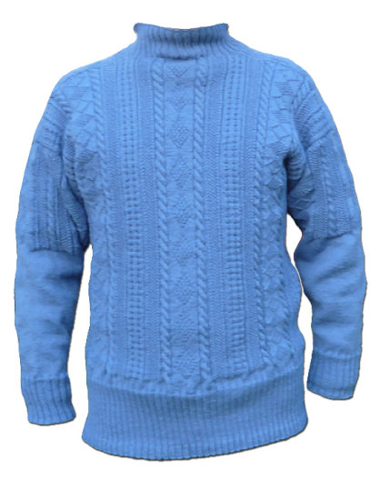 Flamborough Gansey in Denim colour 5-ply wool