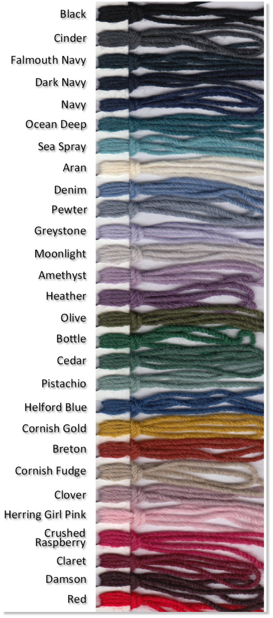 Current range of 5-ply wool colours